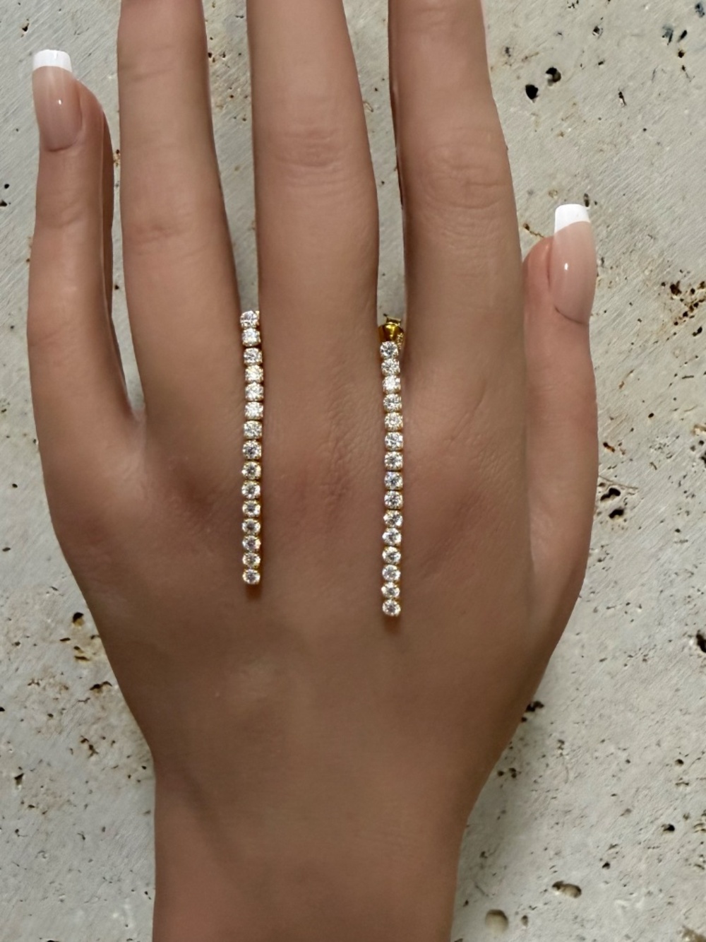 Gold Drop Linear Moissanite Earrings 1.80CTW